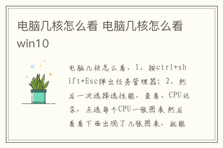电脑几核怎么看 电脑几核怎么看win10