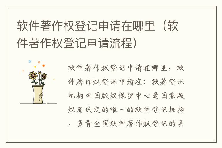 软件著作权登记申请在哪里（软件著作权登记申请流程）