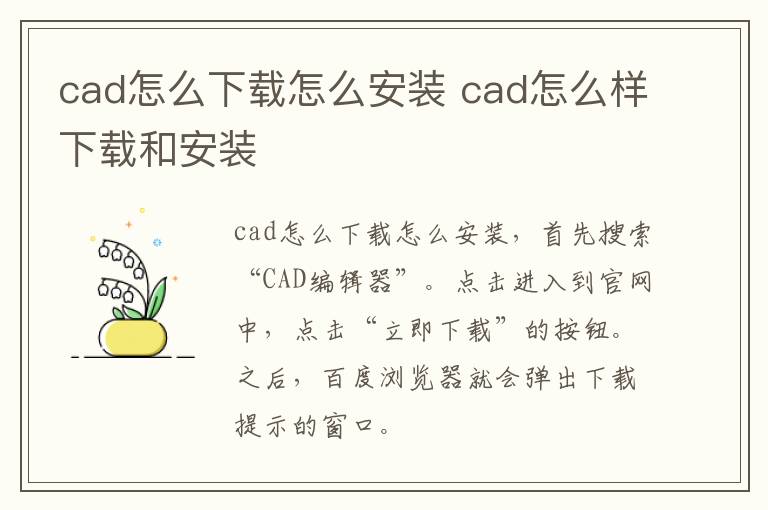 cad怎么下载怎么安装 cad怎么样下载和安装