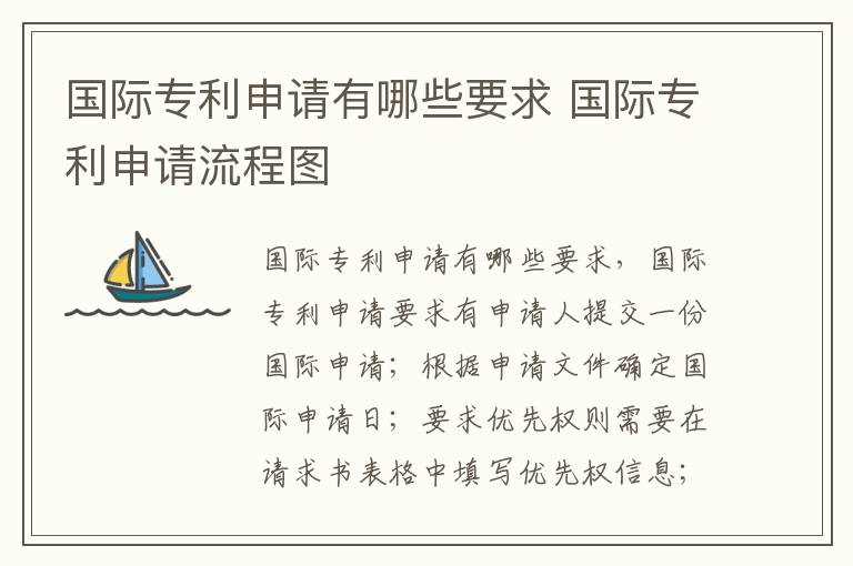 国际专利申请有哪些要求 国际专利申请流程图