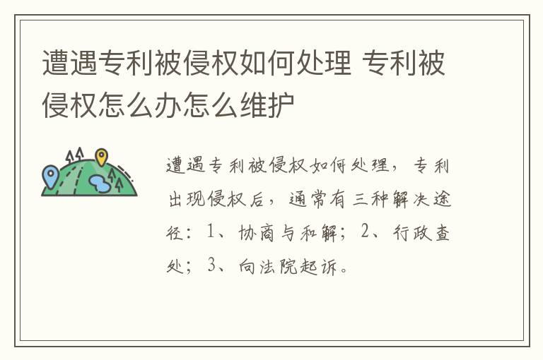 遭遇专利被侵权如何处理 专利被侵权怎么办怎么维护