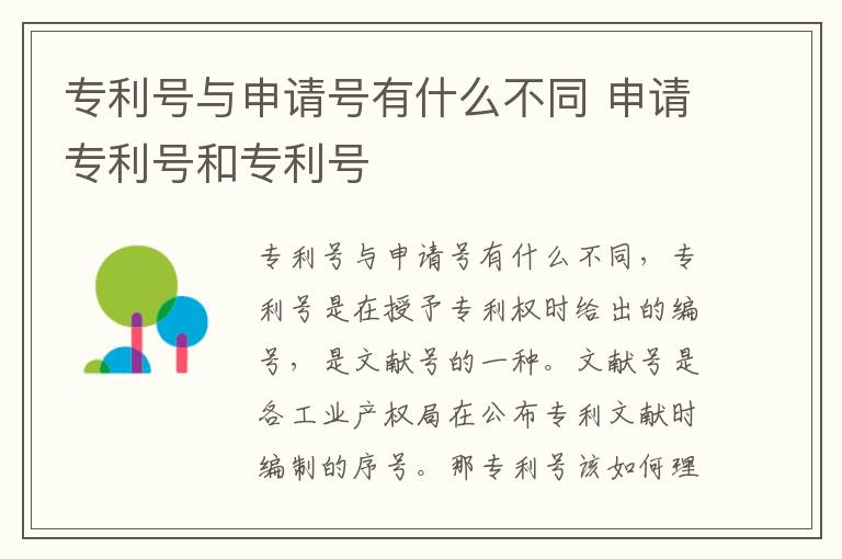 专利号与申请号有什么不同 申请专利号和专利号