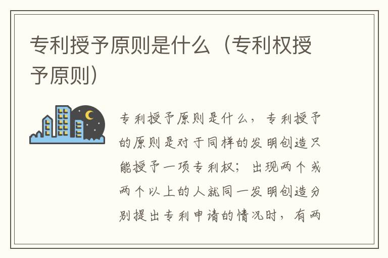 专利授予原则是什么（专利权授予原则）