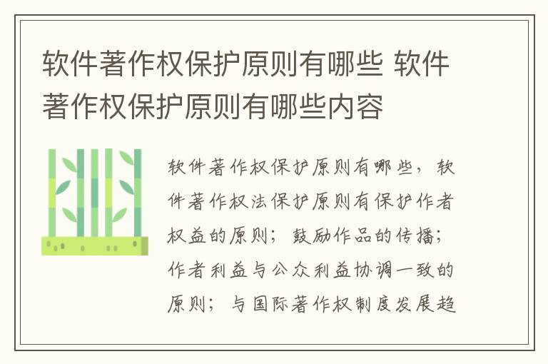 软件著作权保护原则有哪些 软件著作权保护原则有哪些内容