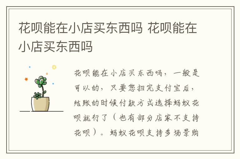 花呗能在小店买东西吗 花呗能在小店买东西吗