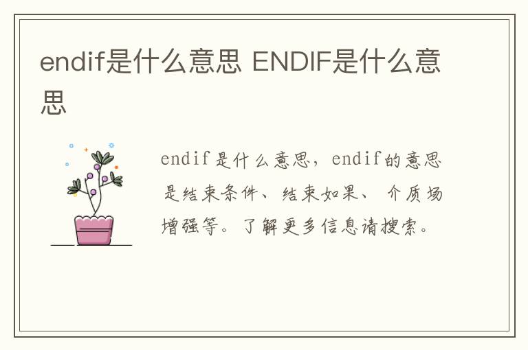 endif是什么意思 ENDIF是什么意思