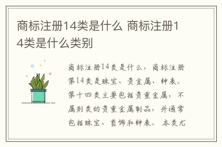 商标注册14类是什么 商标注册14类是什么类别