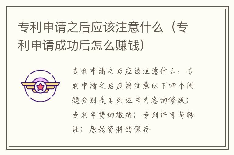 专利申请之后应该注意什么（专利申请成功后怎么赚钱）