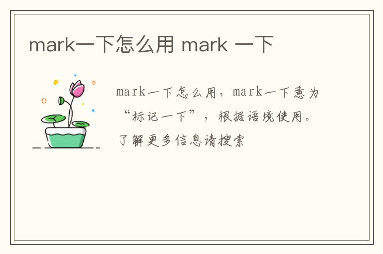 mark一下怎么用 mark 一下