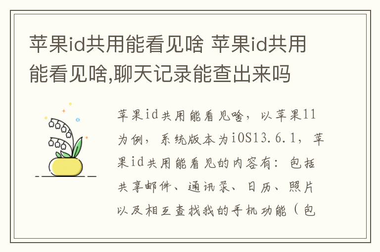 苹果id共用能看见啥 苹果id共用能看见啥,聊天记录能查出来吗