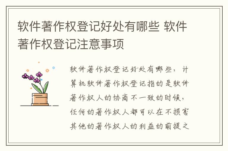 软件著作权登记好处有哪些 软件著作权登记注意事项