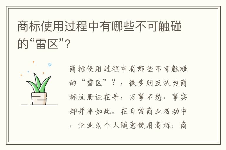商标使用过程中有哪些不可触碰的“雷区”？