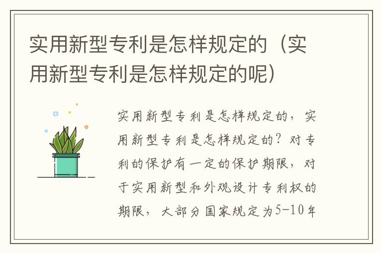 实用新型专利是怎样规定的（实用新型专利是怎样规定的呢）