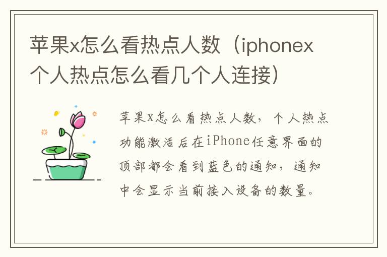 苹果x怎么看热点人数（iphonex个人热点怎么看几个人连接）