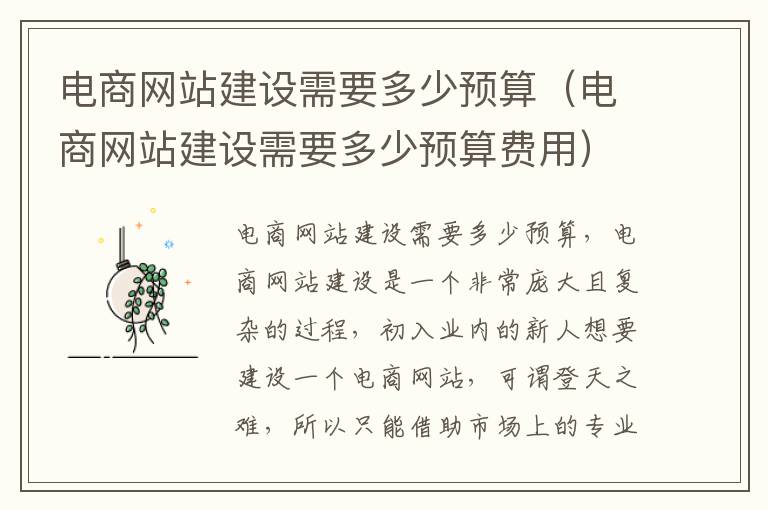 电商网站建设需要多少预算（电商网站建设需要多少预算费用）