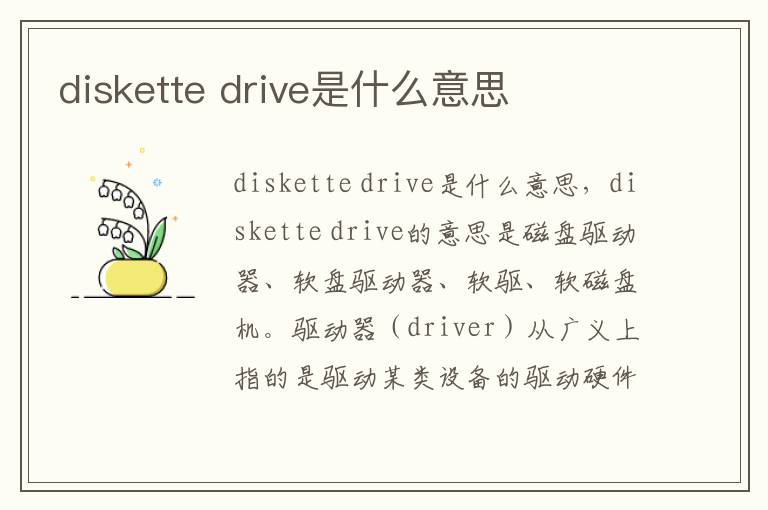 diskette drive是什么意思