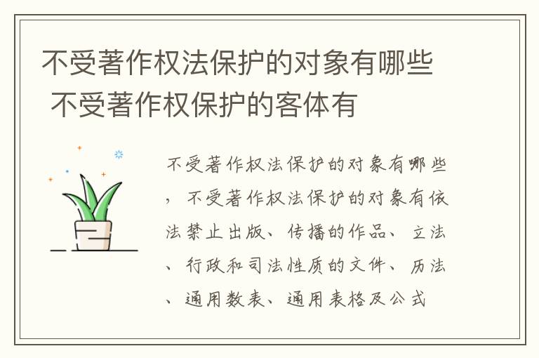 不受著作权法保护的对象有哪些 不受著作权保护的客体有