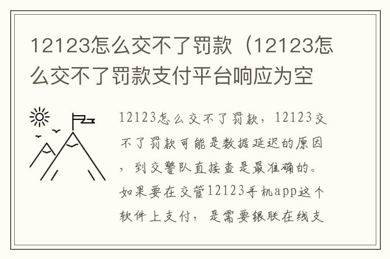 12123怎么交不了罚款（12123怎么交不了罚款支付平台响应为空）
