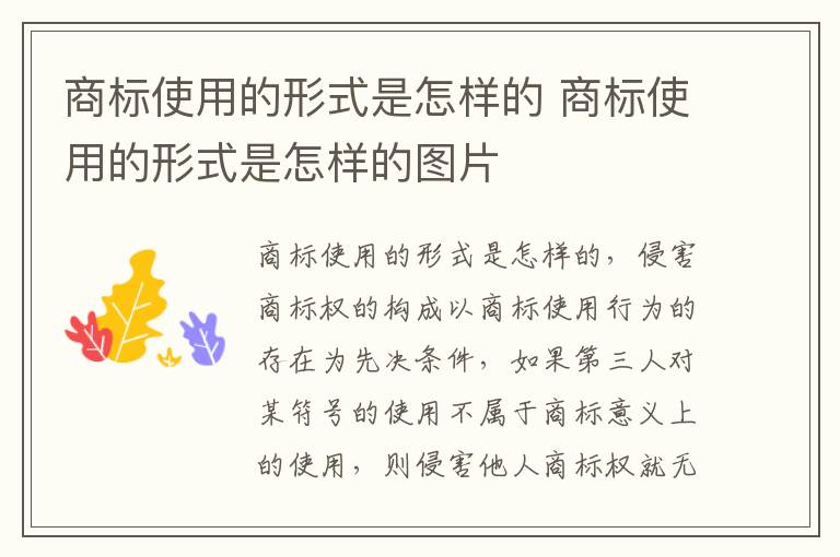 商标使用的形式是怎样的 商标使用的形式是怎样的图片