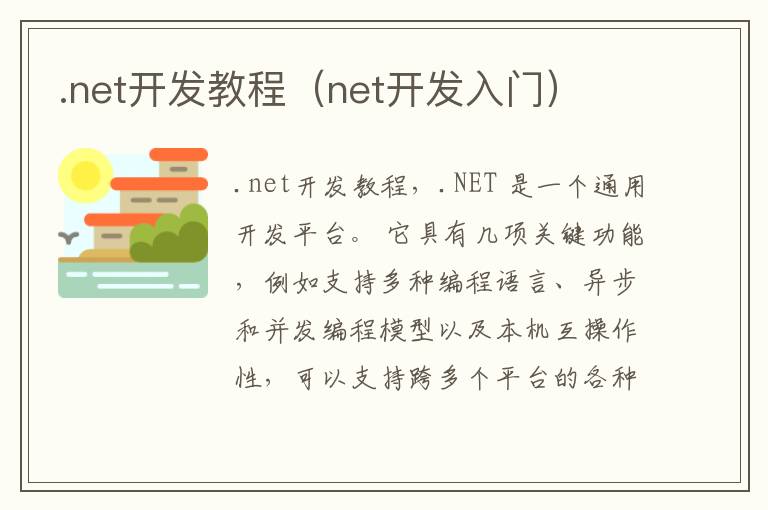 .net开发教程（net开发入门）