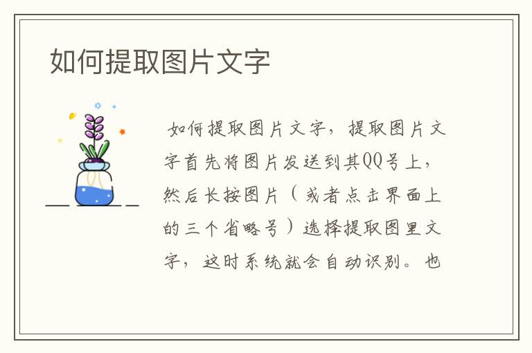  如何提取图片文字