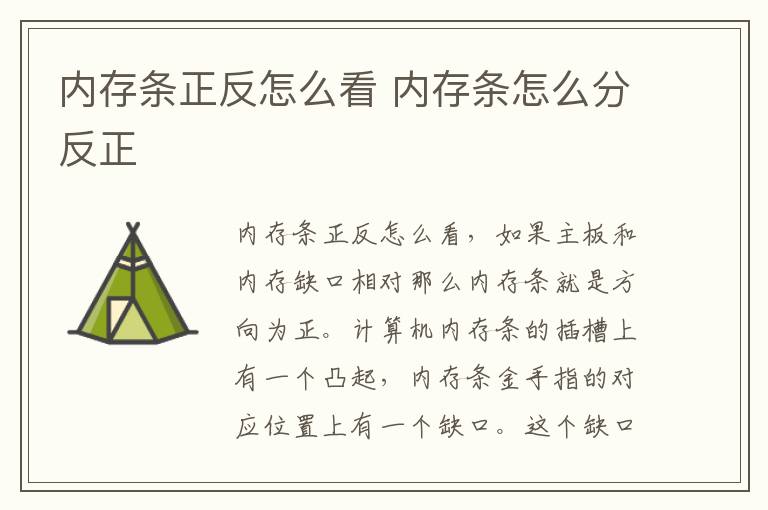 内存条正反怎么看 内存条怎么分反正