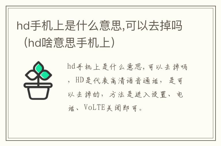 hd手机上是什么意思,可以去掉吗（hd啥意思手机上）