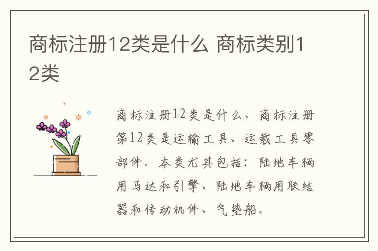 商标注册12类是什么 商标类别12类