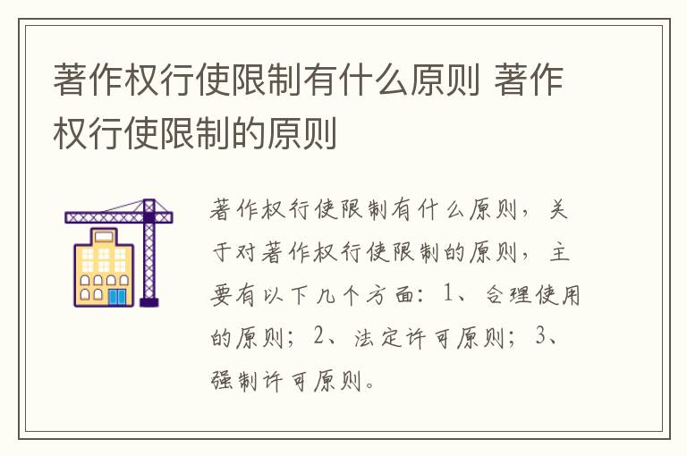 著作权行使限制有什么原则 著作权行使限制的原则