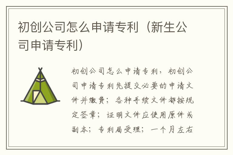 初创公司怎么申请专利（新生公司申请专利）