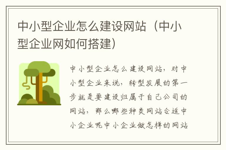 中小型企业怎么建设网站（中小型企业网如何搭建）