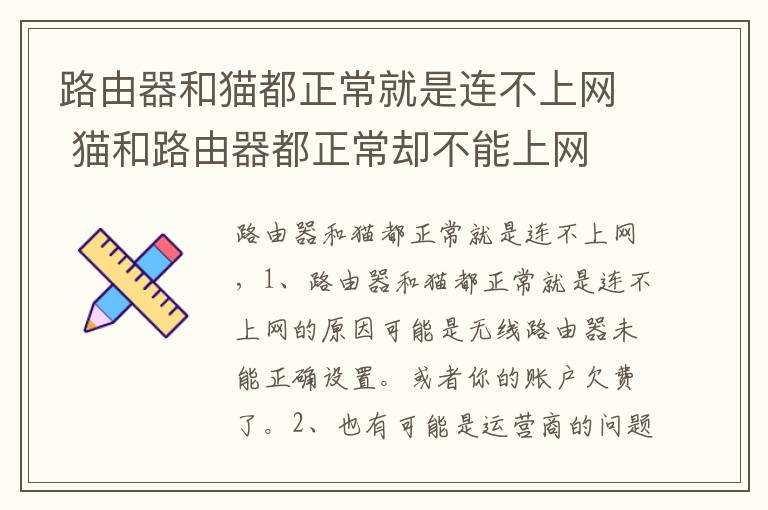 路由器和猫都正常就是连不上网 猫和路由器都正常却不能上网