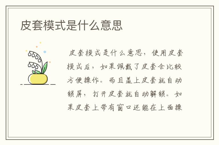  皮套模式是什么意思