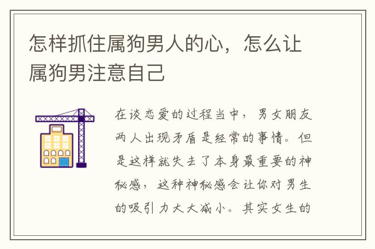 怎样抓住属狗男人的心，怎么让属狗男注意自己