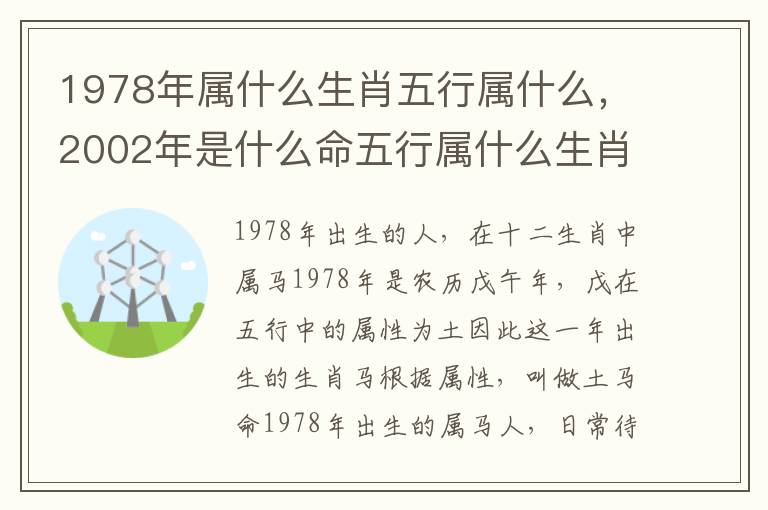 1978年属什么生肖五行属什么，2002年是什么命五行属什么生肖