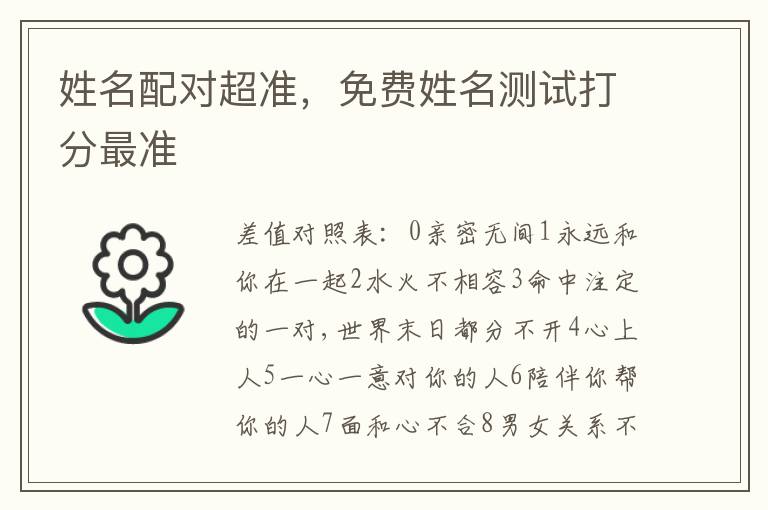 姓名配对超准，免费姓名测试打分最准