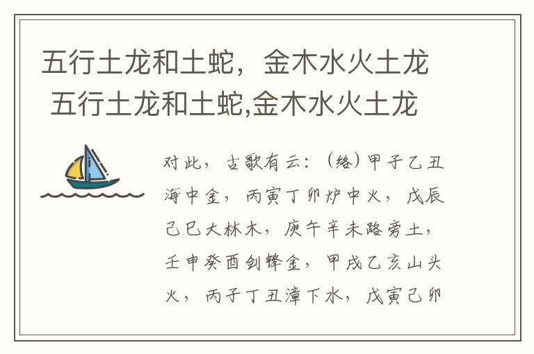 五行土龙和土蛇，金木水火土龙 五行土龙和土蛇,金木水火土龙哪个好