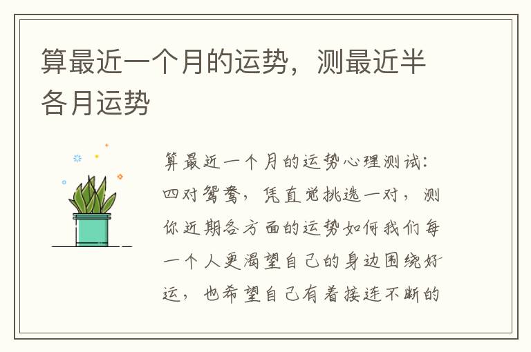 算最近一个月的运势，测最近半各月运势