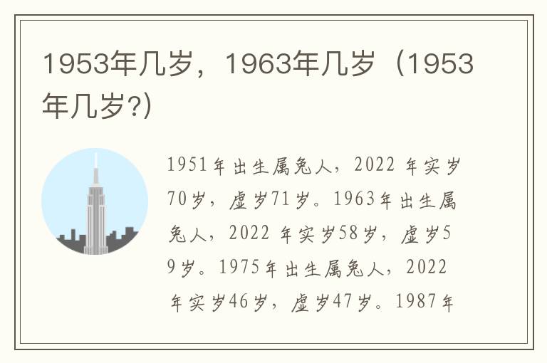 1953年几岁，1963年几岁（1953年几岁?）