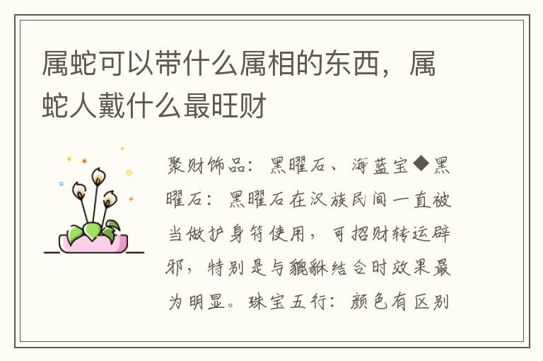 属蛇可以带什么属相的东西，属蛇人戴什么最旺财