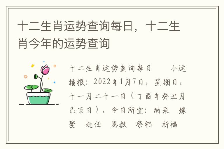 十二生肖运势查询每日，十二生肖今年的运势查询