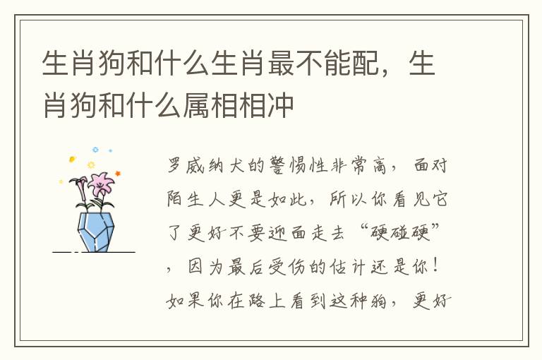 生肖狗和什么生肖最不能配，生肖狗和什么属相相冲