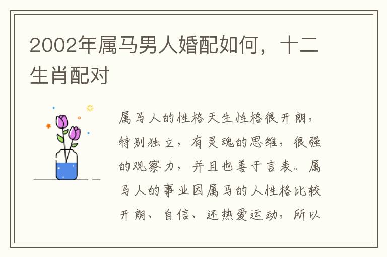 2002年属马男人婚配如何，十二生肖配对