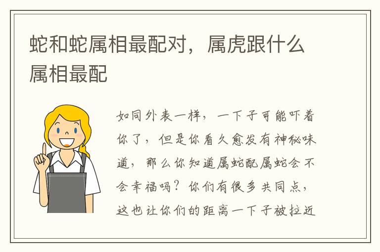 蛇和蛇属相最配对，属虎跟什么属相最配
