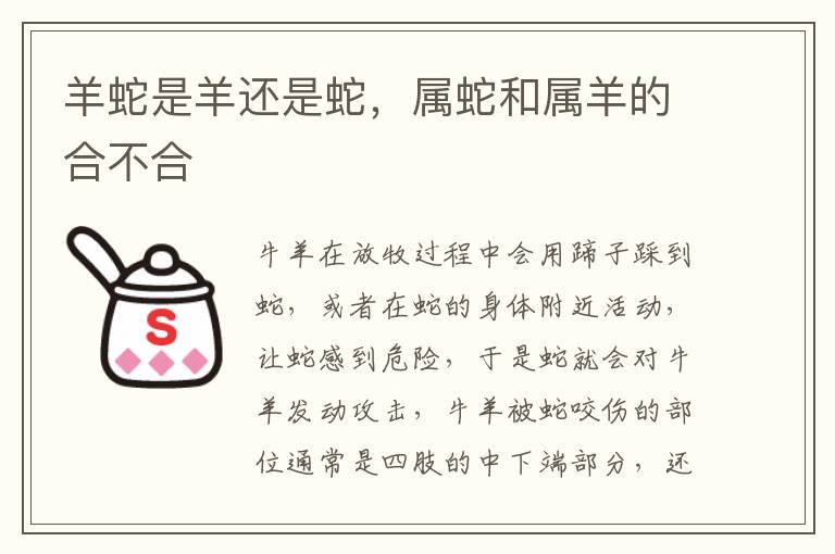 羊蛇是羊还是蛇，属蛇和属羊的合不合