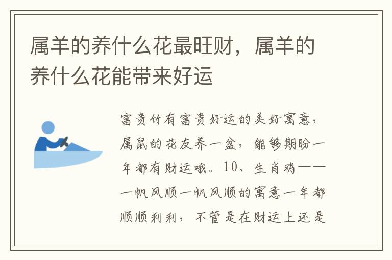 属羊的养什么花最旺财，属羊的养什么花能带来好运
