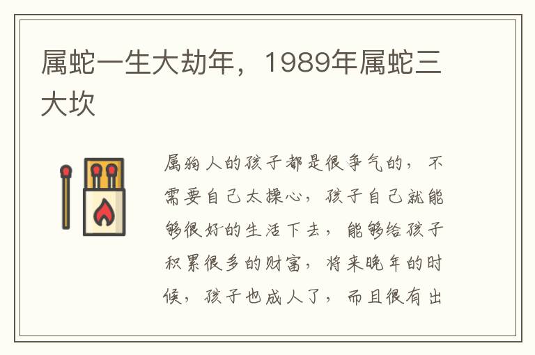 属蛇一生大劫年，1989年属蛇三大坎