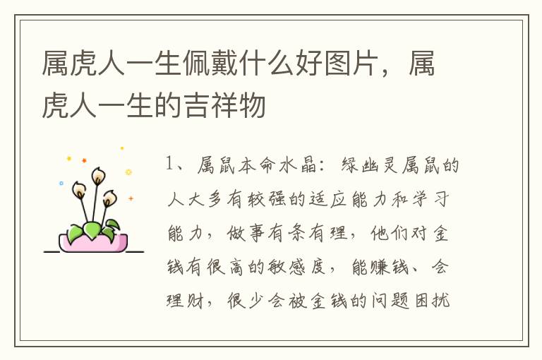 属虎人一生佩戴什么好图片，属虎人一生的吉祥物