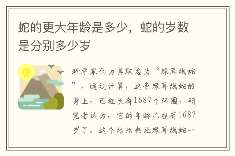 蛇的更大年龄是多少，蛇的岁数是分别多少岁