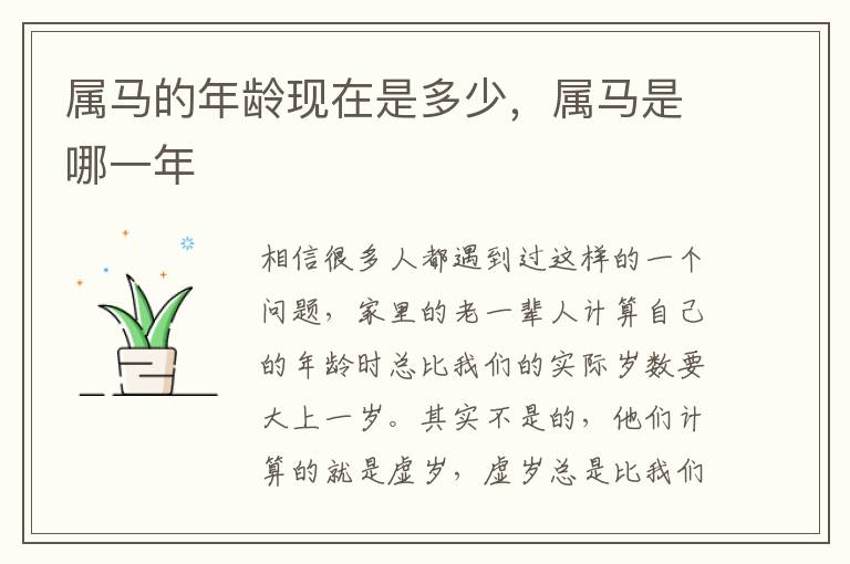 属马的年龄现在是多少，属马是哪一年